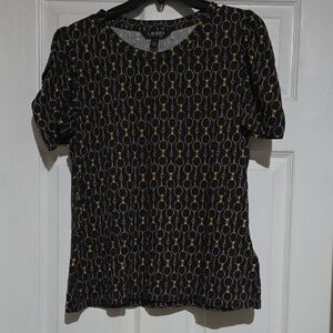 Ralph Lauren Black and‎ Gold Chain Pattern Tee